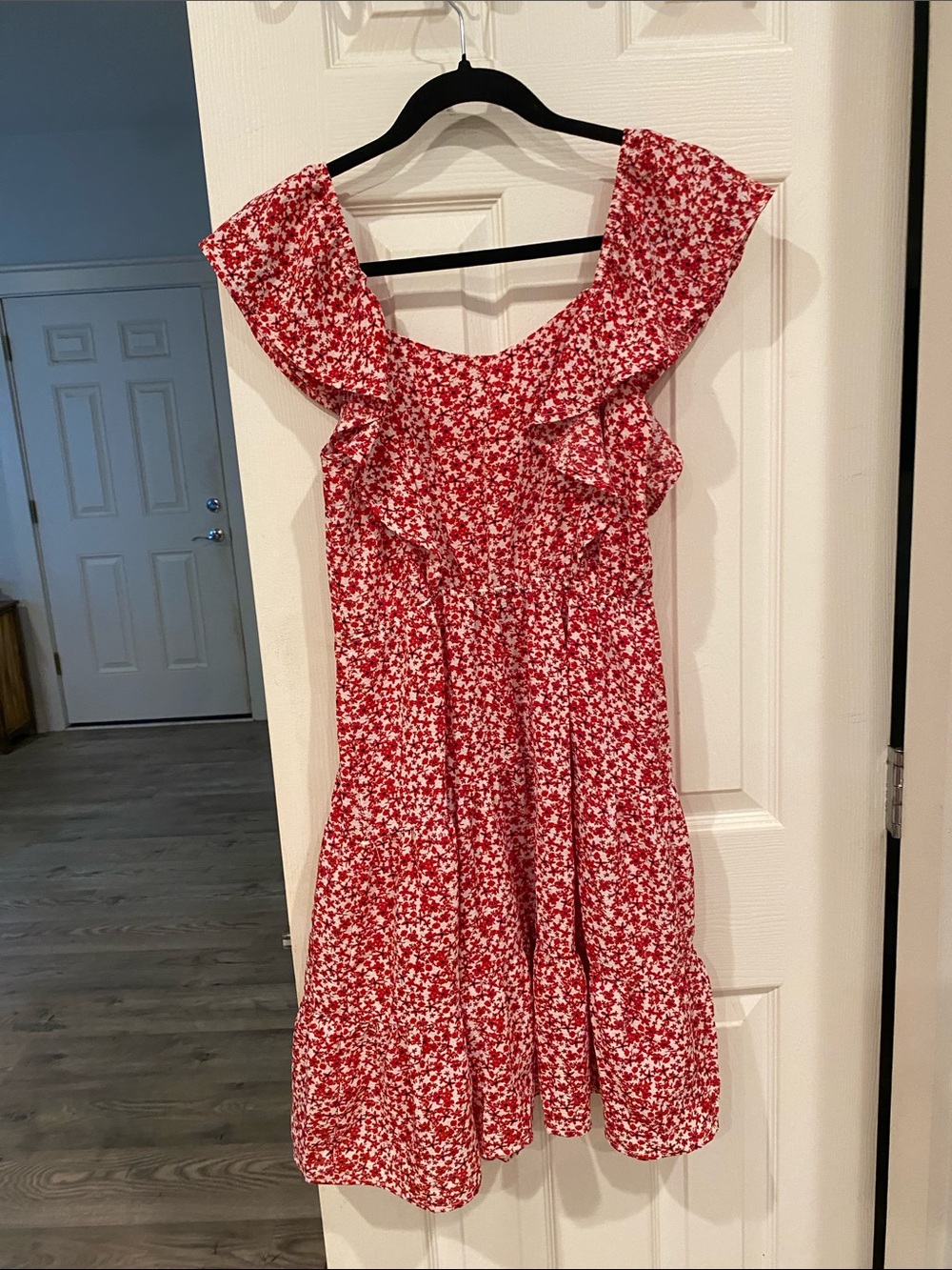 Monteau Red Floral Ruffle-Sleeve Mini Dress - Picture 4 of 4